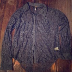 Free People lace button down Long-Sleeve Shirt